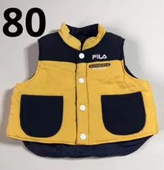 美品✨FILA フィラ　ダウンベスト ネイビー/イエロー　80 リバーシブル