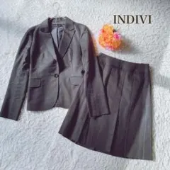 インディヴィ【S〜M】ジャケット　スカート 縦ストライプ　ブラック