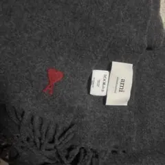 Ami Paris ウールマフラー グレー ハート刺繍