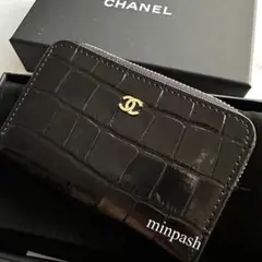 CHANEL ♡ クロコ型押 カードコインケース 新コレクション 貴重 黒 財布