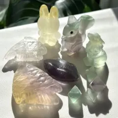 【お片付けSALE】 激安 フローライト カービング 置物 天然石 まとめ売り