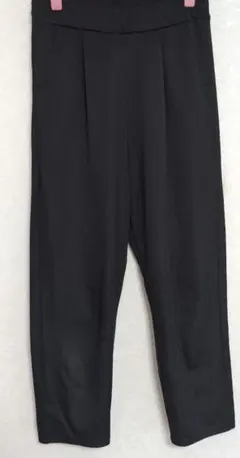 黒ウエストゴムプリーツパンツL