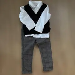 フォーマルセット ポロシャツ・ベスト・チェック柄パンツセット　90〜95㎝