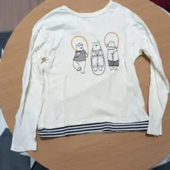 アイボリー 長袖カットソー クマ柄