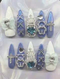 ネイルチップ地雷量産パンクゴテゴテロングネイルワンホンネイルちゅるんネイルギャル