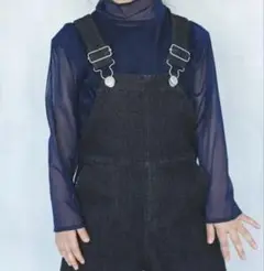 【ooju】ブラックデニムオーバーオール