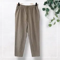 ウールライクドロストパンツ(1)チェック柄　秋冬　ブラウン系　テーパードパンツ