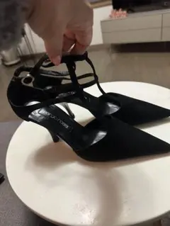 黒 スエード ポインテッドトゥ ハイヒール