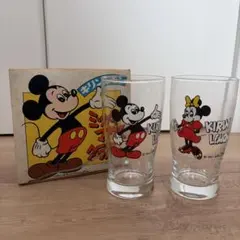 レトロ　ミッキーマウス＆ミニーマウス 　グラス　 2個セット