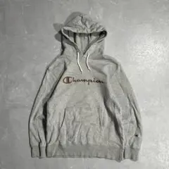 00s champion 刺繍ロゴ フーディ パーカー グレー 90s復刻 古着