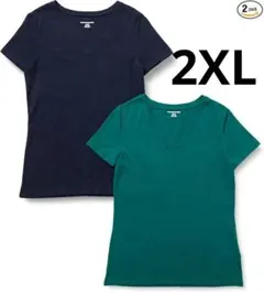 [Amazon Essentials]Tシャツ ダークグリーン/ネイビー 2XL