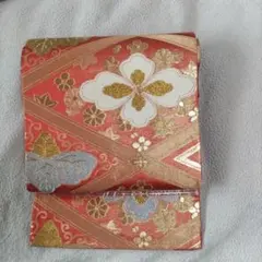 508-21　袋帯　二重太鼓　作り帯に変更可能　菱柄　花柄　花菱 　金糸　桐