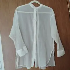 シースルー ホワイト 長袖シャツ