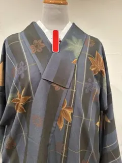 洗える袷着物　冬にぴったり　縮緬風　手触り◎ 中古美品