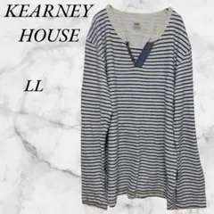 KERNEAYHOUSE　長袖カットソー　ボーダーTシャツ　キーネック　LL