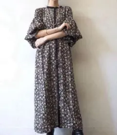 lumier リュミエ フラワープリントギャザーボリュームスリーブワンピース花柄