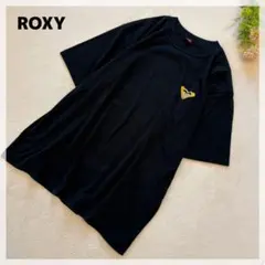 【ロキシー】プリントTシャツ ブラック コットン100% ゆるだぼ