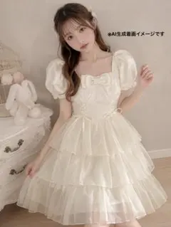 美品✨ LIZ LISA レースアップ フリル キャミワンピース ホワイト 量産