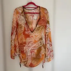 ペイズリー柄 長袖シャツフリーサイズ