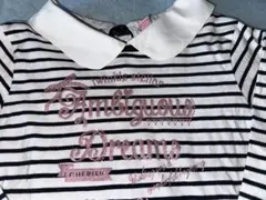 メゾピアノジュニア 白襟ボーダー長袖Tシャツ