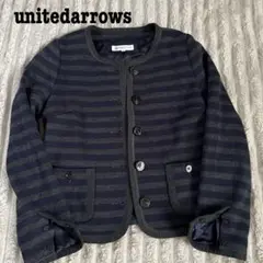 BEAUTY&YOUTH ノーカラージャケット Mサイズ ネイビー/グレー