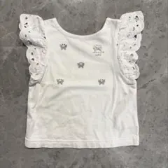 美品★90cm アナスイミニ トップス 白 肩レース ビジュー バタフライのサムネイル