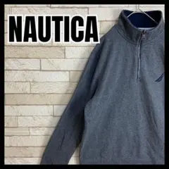 NAUTICA ハーフジップ スウェット 刺繍 ロゴ ストリート シンプル 古着