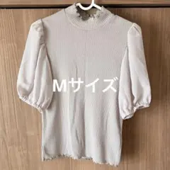 グレイル GRL 異素材メロウモックネックテレコリブトップス Mサイズ