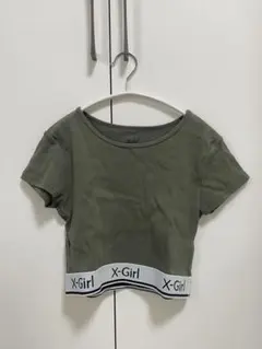 X-girl LOGO AND STRIPE CROPPED S/S TOP