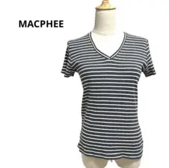 ⭐️MACPHEE⭐️マカフィー⭐️綿100%　ボーダー　Tシャツ　グレー　白　Sのサムネイル