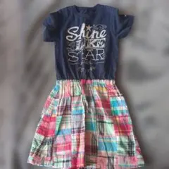 x-girl stages☆異素材コンビ ワンピース　4T 100　ネイビー系