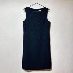 SUIVI ノースリーブワンピース M 黒 花柄 ジャガード 上品 きれいめ