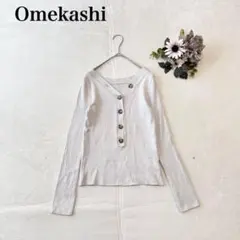 【オメカシ】リブ編みボタン付きニット（フリー）Vネック 混綿 カジュアル