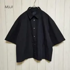 無印良品 涼感ブロードレギュラーカラー半袖シャツ S 黒