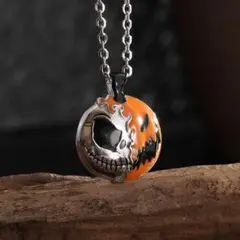 シルバーチェーンネックレス　ハロウィン　スカル　パンプキン