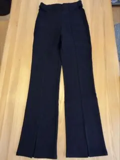 黒 ストレッチフレアパンツ ゴムウエスト