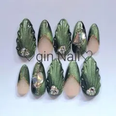 ネイルチップオーダー　ワンホン　人魚の鱗　マーメイド　ジェル　現品　マグネット