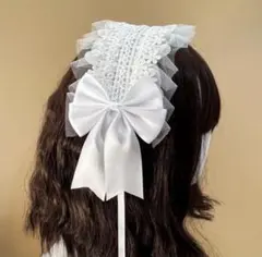ホワイトレースリボンヘッドドレス