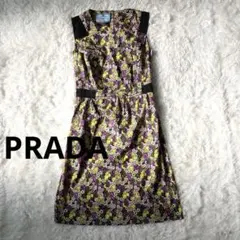 PRADA フラワープリント ノースリーブ ワンピース　　38 美品のサムネイル