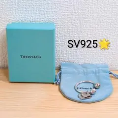 【SV925】ティファニー ダブルハートタグ付 キーリング チャーム シルバーのサムネイル