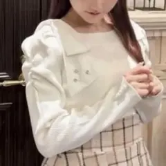 evelyn ショルダーリボンニット　ホワイト