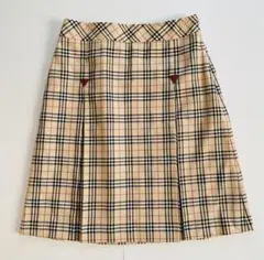 極美品◆バーバリーブルーレーベル ウール ノバチェック柄 プリーツスカート 38