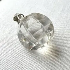 vintage ／silver刻印 クリスタル 水晶 大ぶり ペンダントトップ