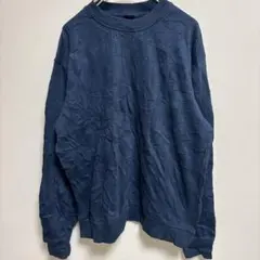 ダークブルー 【L】スウェット 長袖 リラックス シンプル 無地 クルーネック