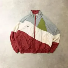90sナイキ銀タグ古着NIKEナイロンジャケット刺繍ロゴマルチカラーDB522