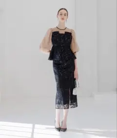 Leja 完売 黒 ドレス スパンコール 結婚式