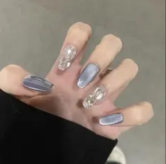 【24枚セット】ネイルチップ ワンホン 韓国 ビジュー ウィッシュ マグネット