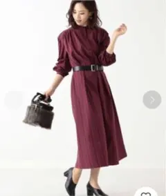 B:MING by BEAMS オーバーシャツワンピース ワインレッド