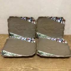 대나무와 매화의 연기물 무늬 장각접시 4장＋덤 일본식기 묶음 판매 아리타산 도자기 광락가마?