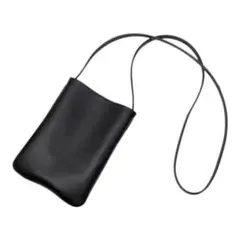 スマホショルダー スマホポーチ 軽量 レザー調 縦型 ブラック